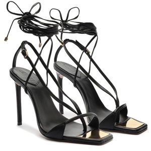 Schutz-Black leather strappy high heels. Size 9